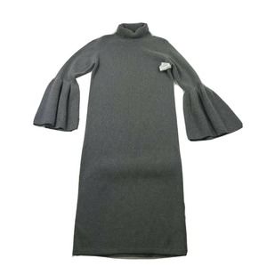 Eleventy Gray Thick Wool Silk Cashmere Womens Flare Sleeve Dress Size L NWT